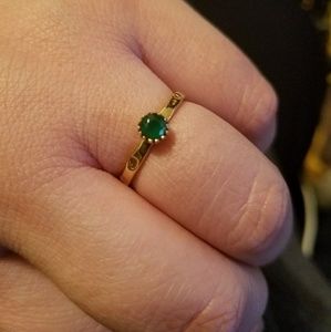 Green Agate Vermeil Ring
